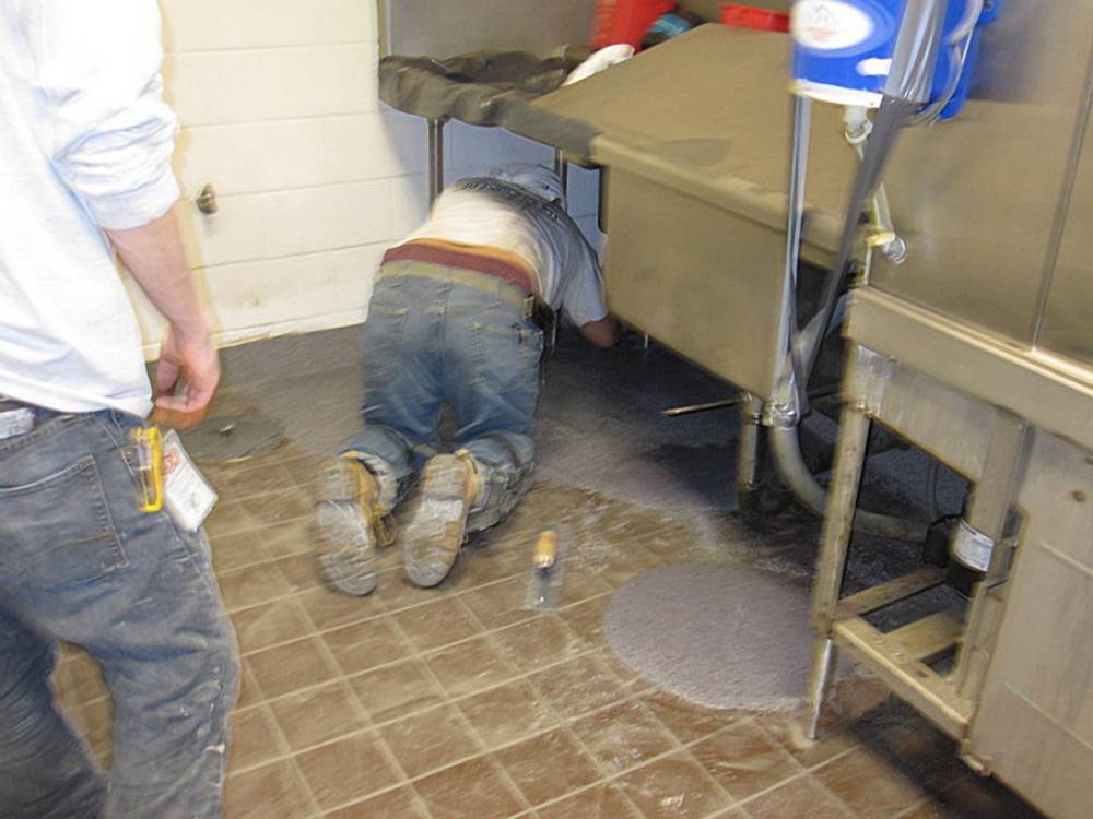 Fast curing MMA seamless flooring is applied.