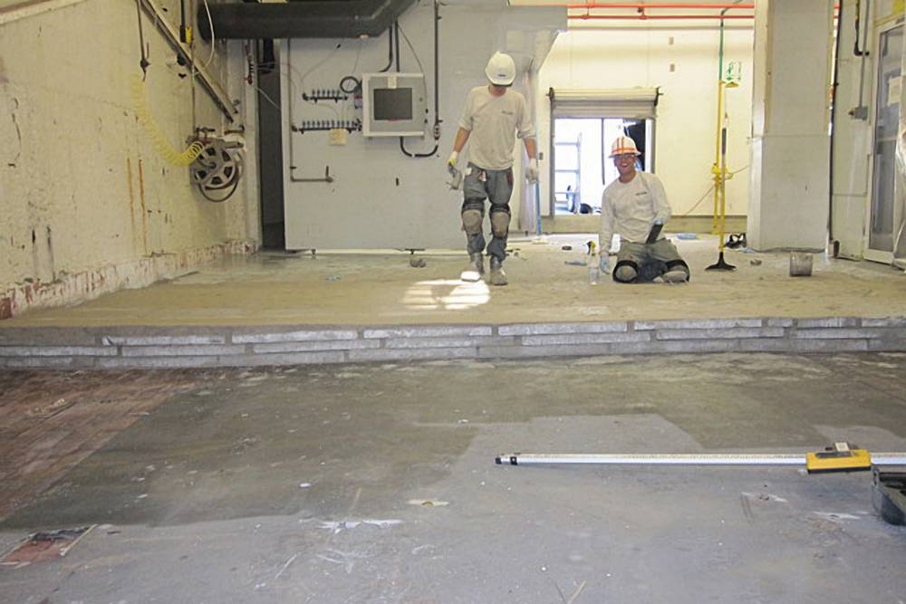 Existing brick floor was damaged and uneven.