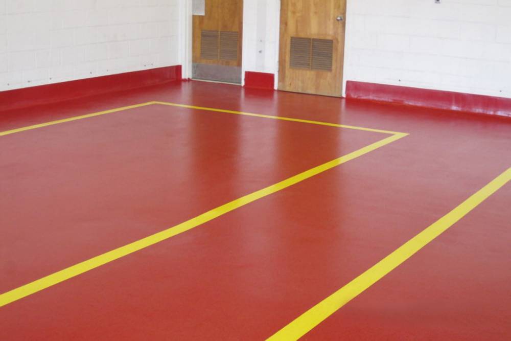 Cove bases are a seamless part of this flooring system.