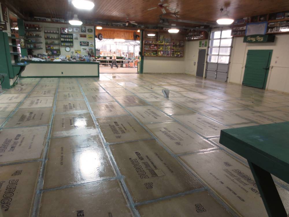 New sheetrock base is primed and ready for coating.